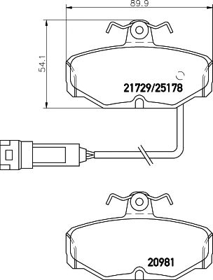 HELLA PAGID 8db355017631 -  Комплект тормозных колодок, дисковый тормоз